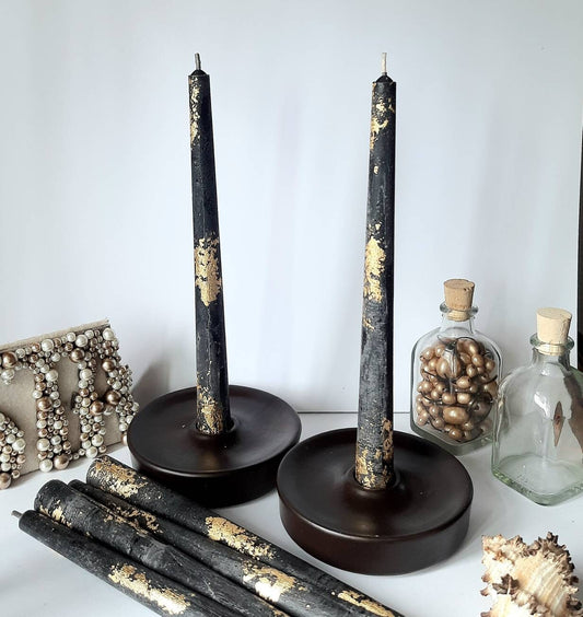 Black Taper candles. Set o 6 decorative candles sticks.  Dinner candles 8 1/2" or 11"