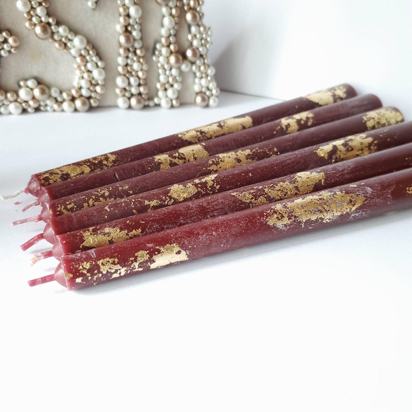 Burgundy Taper candles. Set o 6 decorative candles sticks. Dinner candles 8 1/2" or 11"