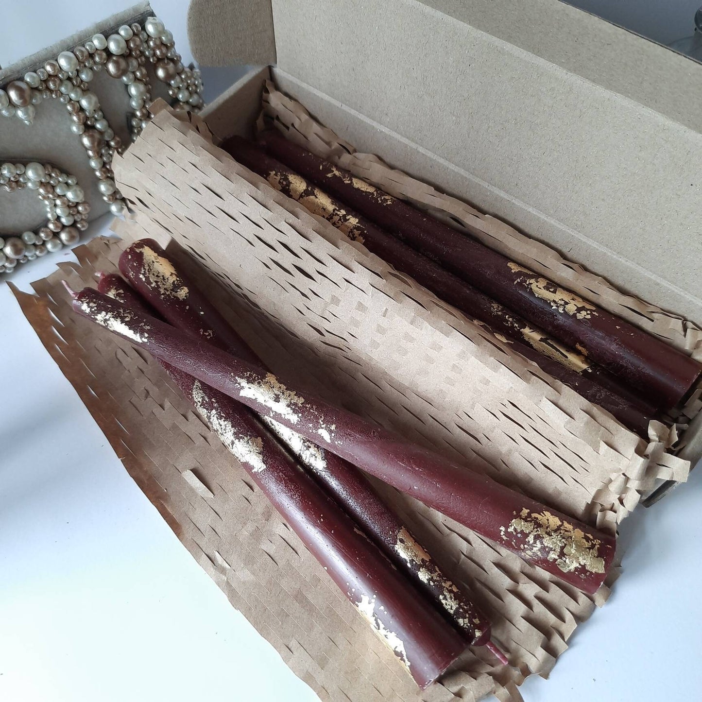 Burgundy Taper candles. Set o 6 decorative candles sticks. Dinner candles 8 1/2" or 11"