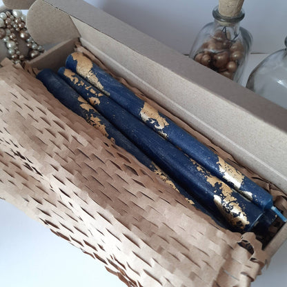 Navy blue taper candles. Set o 6 decorative candles sticks.  Dinner candles 8 1/2" or 11"