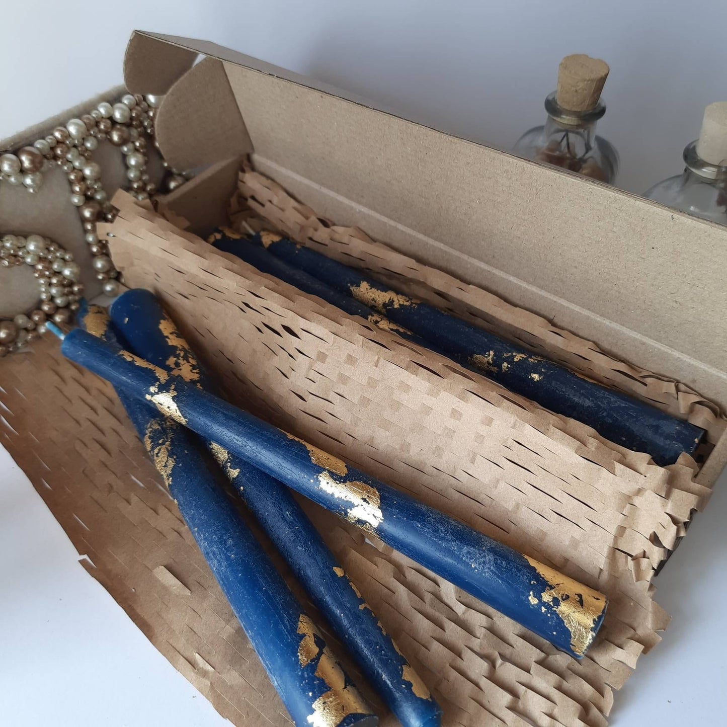 Navy blue taper candles. Set o 6 decorative candles sticks.  Dinner candles 8 1/2" or 11"